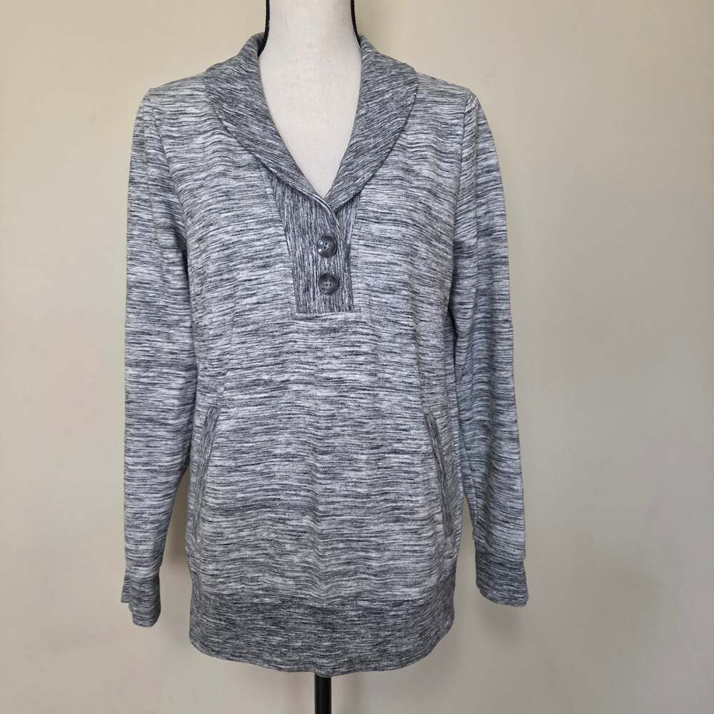 Banana Republic Factory Women's L Pullover Shawl Cowl Neck Sweatshirt Gray